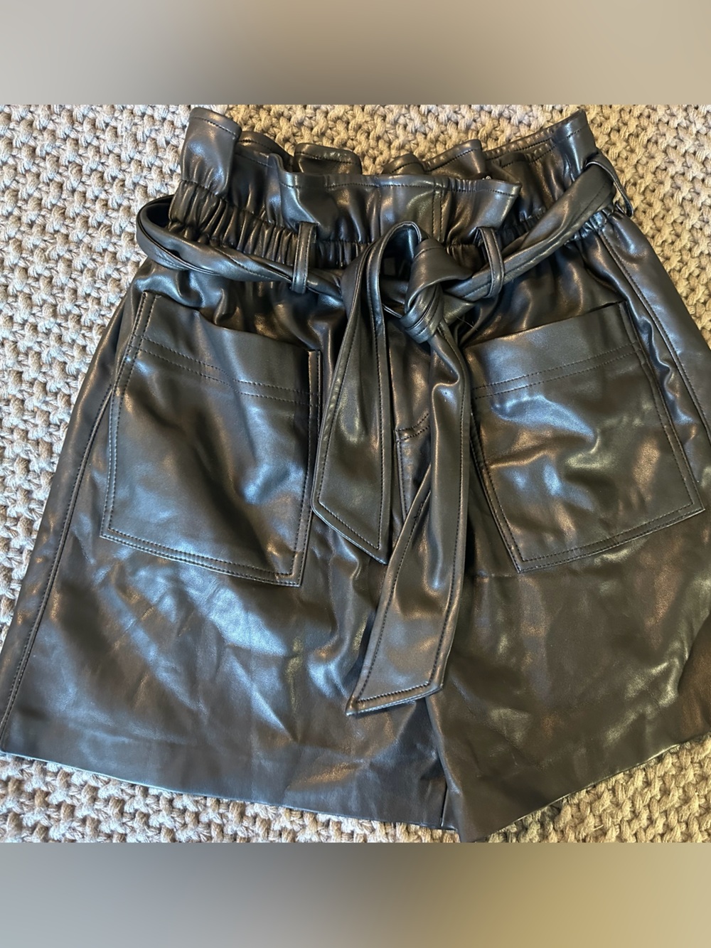 Blank NYC Black Faux Leather Shorts